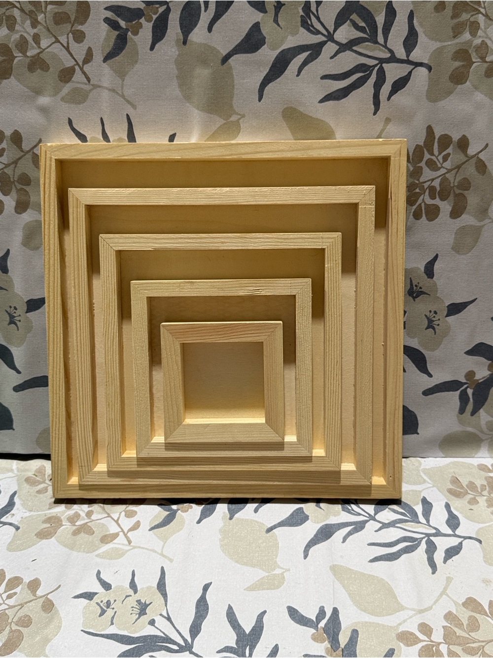 Set of 5 Unfinished Square Wood panel/trays-Natural - Picture 2 of 4